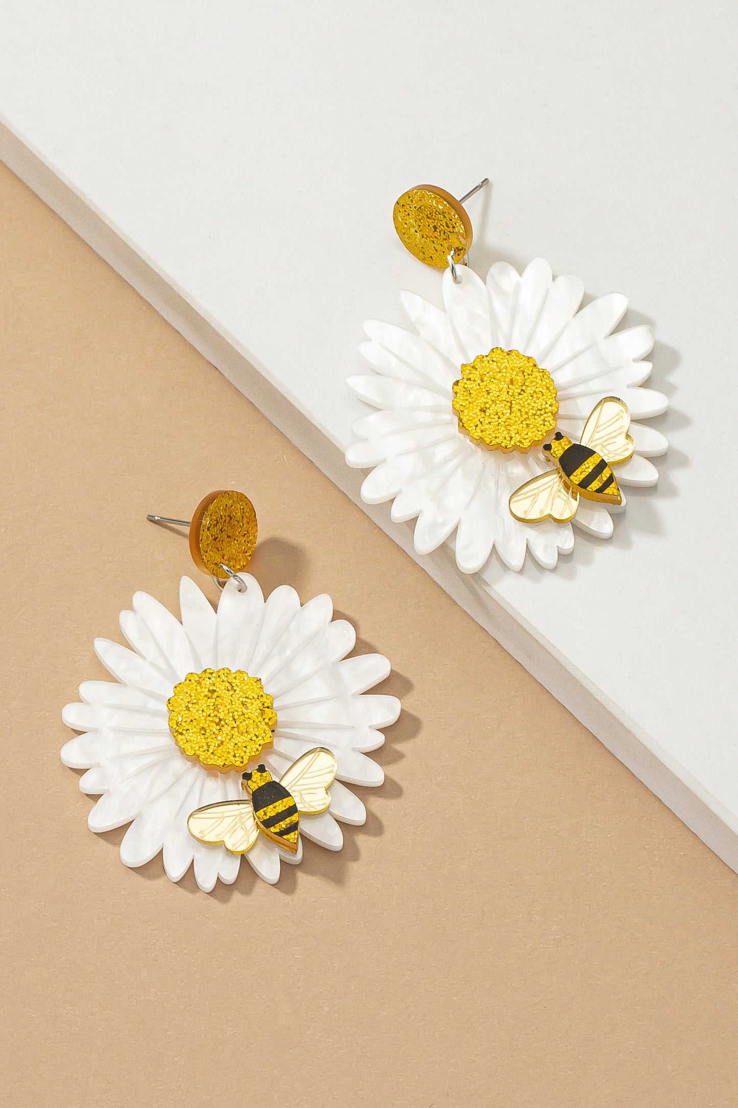 Bee & Sunflower Drop Earrings