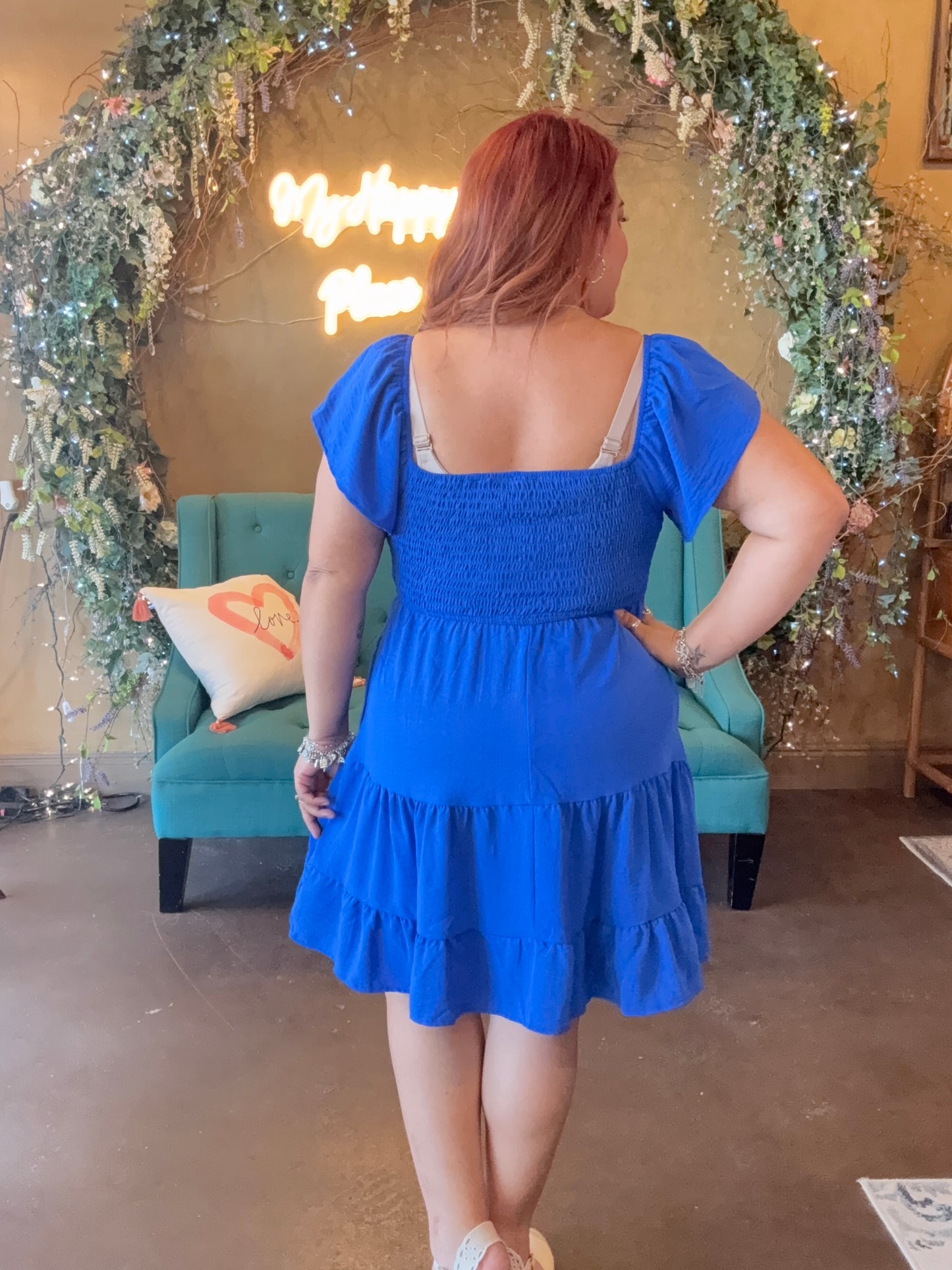 The Carrie Smocked Mini - Cobalt Blue