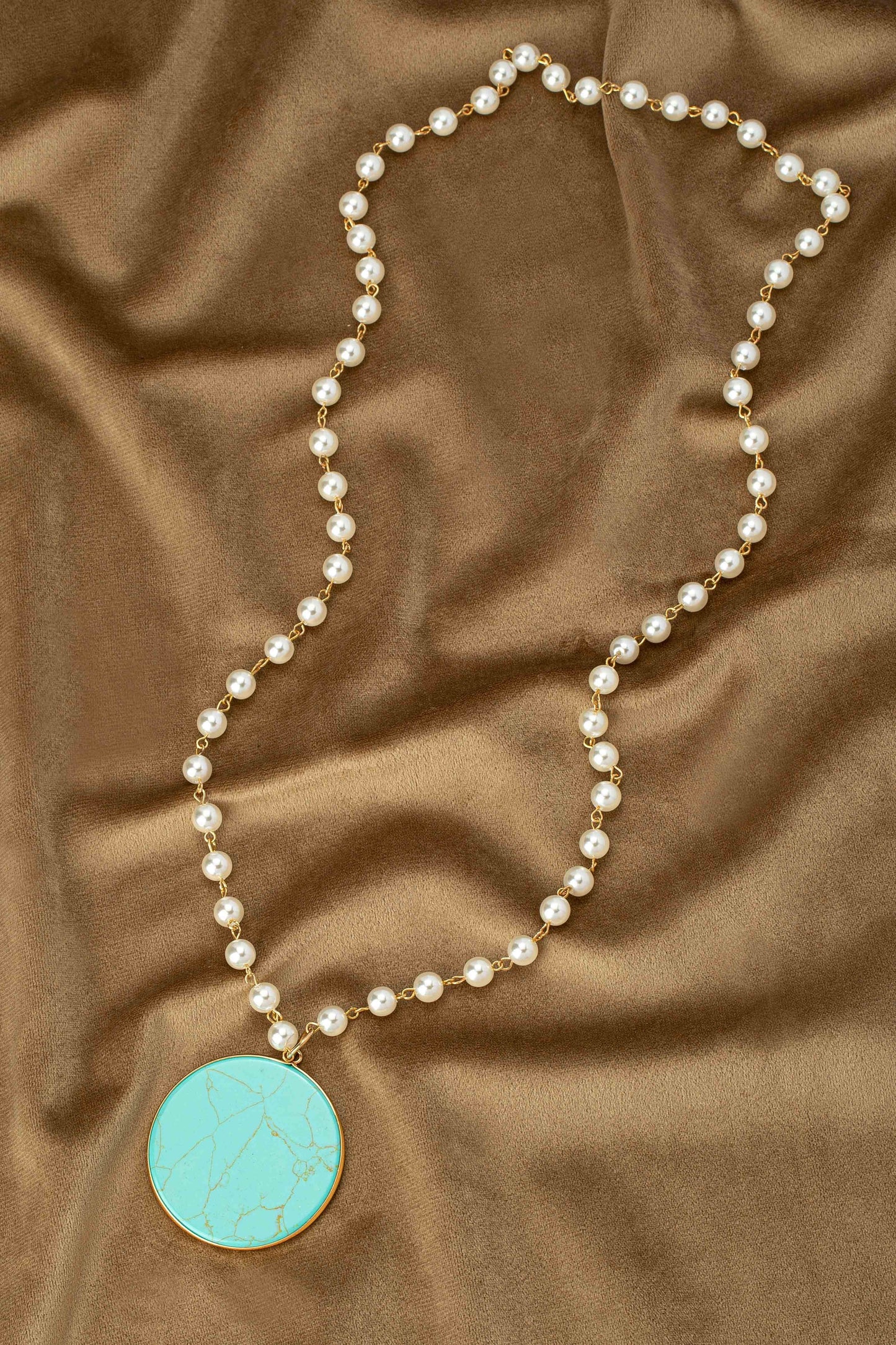 Natural Stone Pendant Necklace -Turqouise
