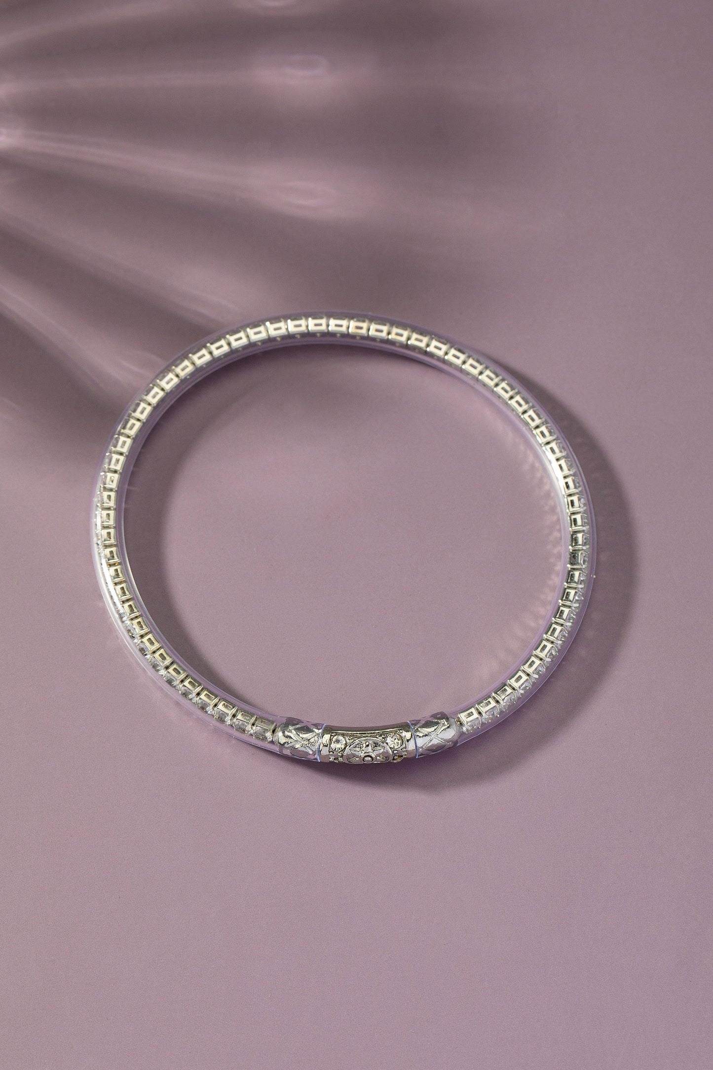 Rhinestone Gel Tube Bracelet - Silver