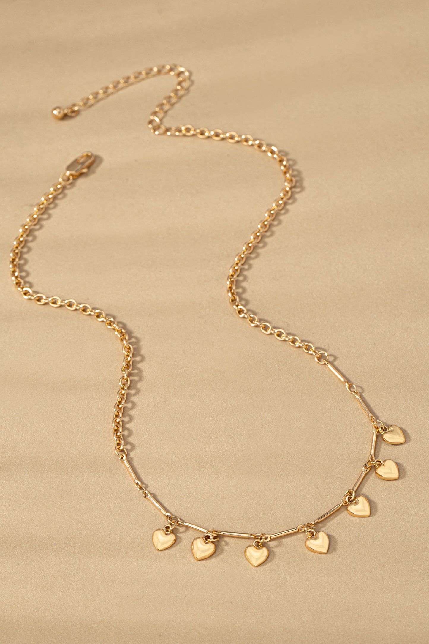Puffy Heart Charm Drop Necklace