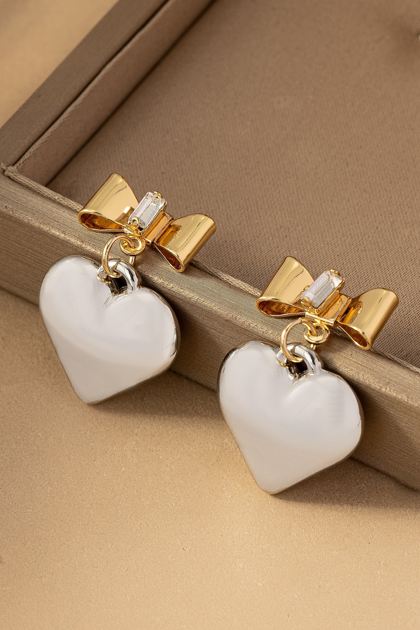 Puffy Heart & Bow Earrings