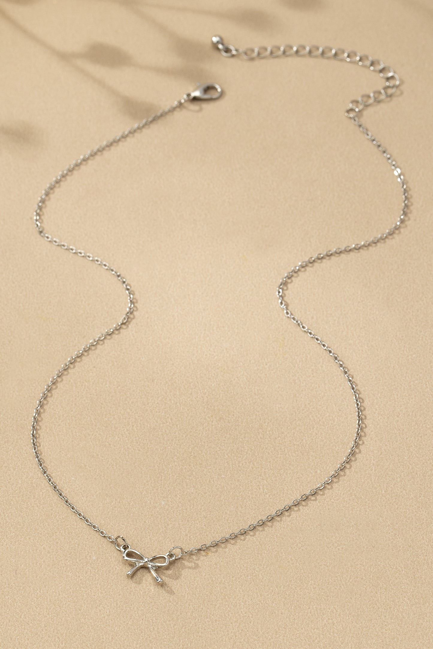 Delicate Bow Pendant Necklace - Silver