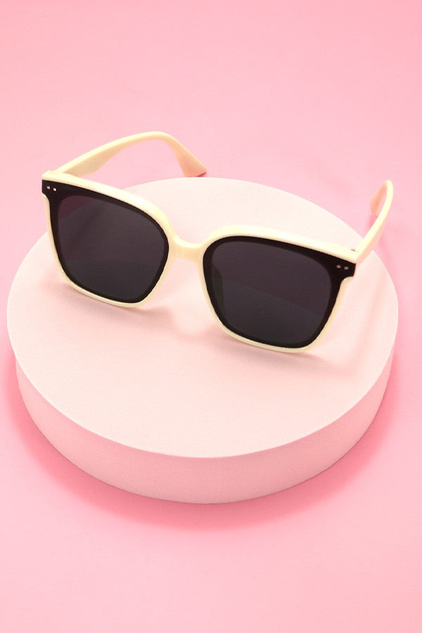Square Cateye Sunglasses - White