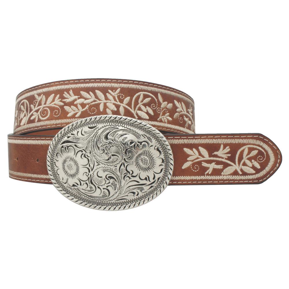 Embroidered Oval Buckle Belt