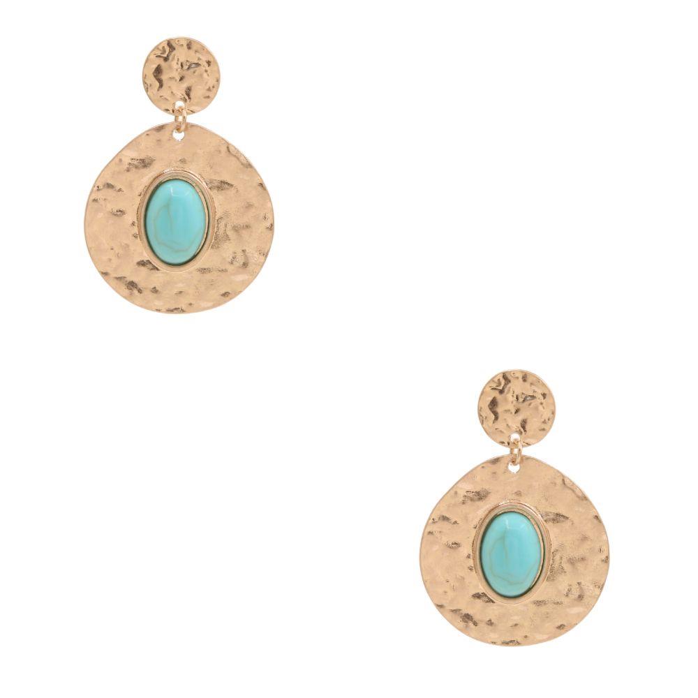 Hammered Teardrop Earring - Turquoise