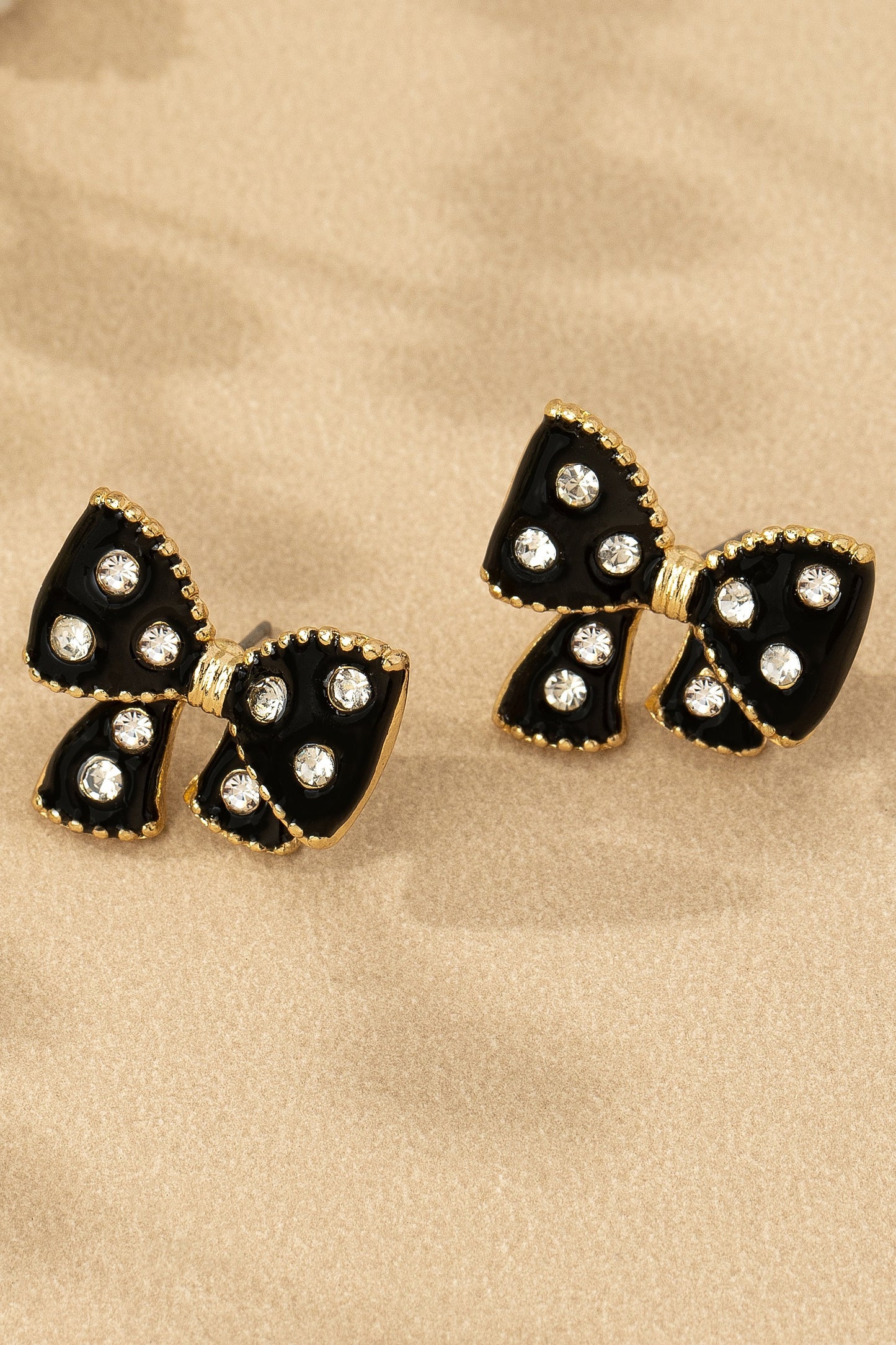 Enamel Bow Earrings - Black