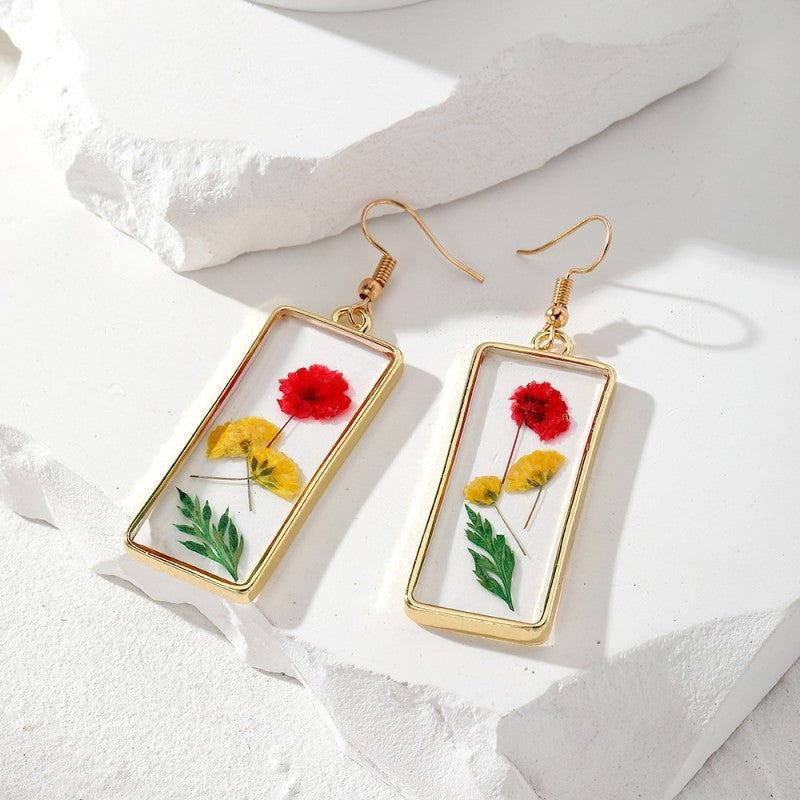 Vintage Dried Flower Earrings