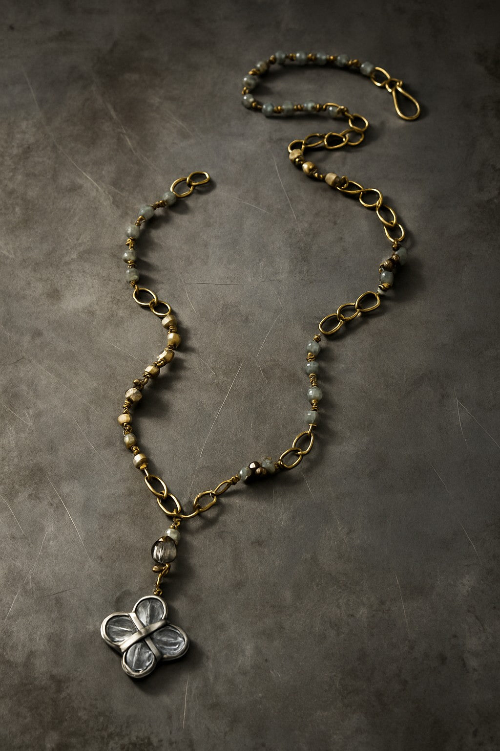 Bead Rosary Statement Necklace