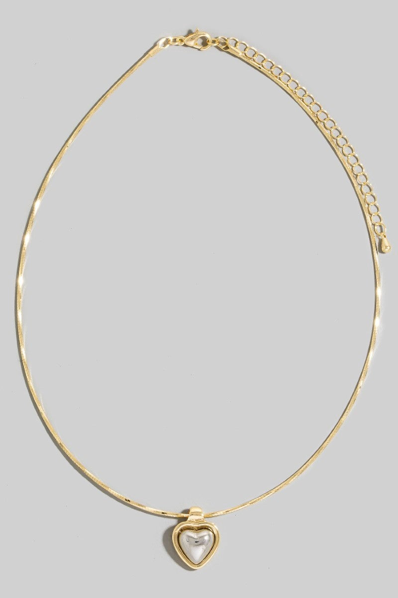 Rounded Heart Pendant Necklace - Gold/Silver