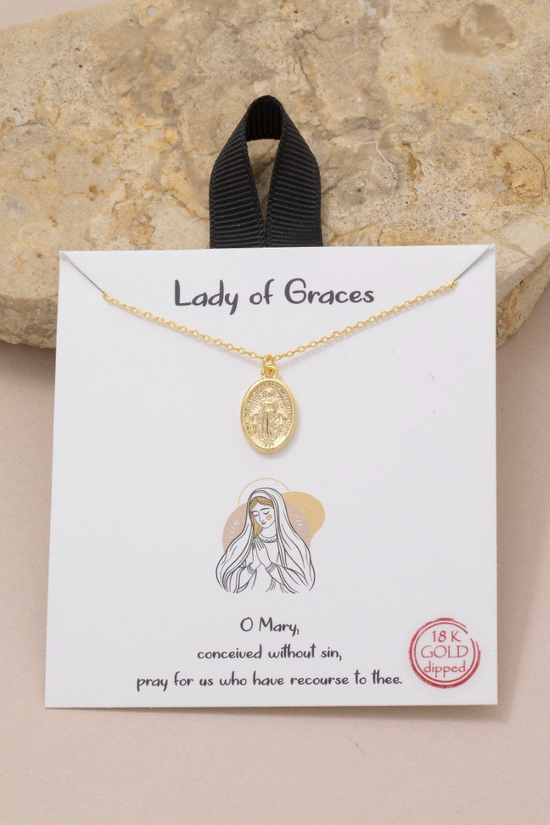 Saint Mary Pendant Necklace - Gold