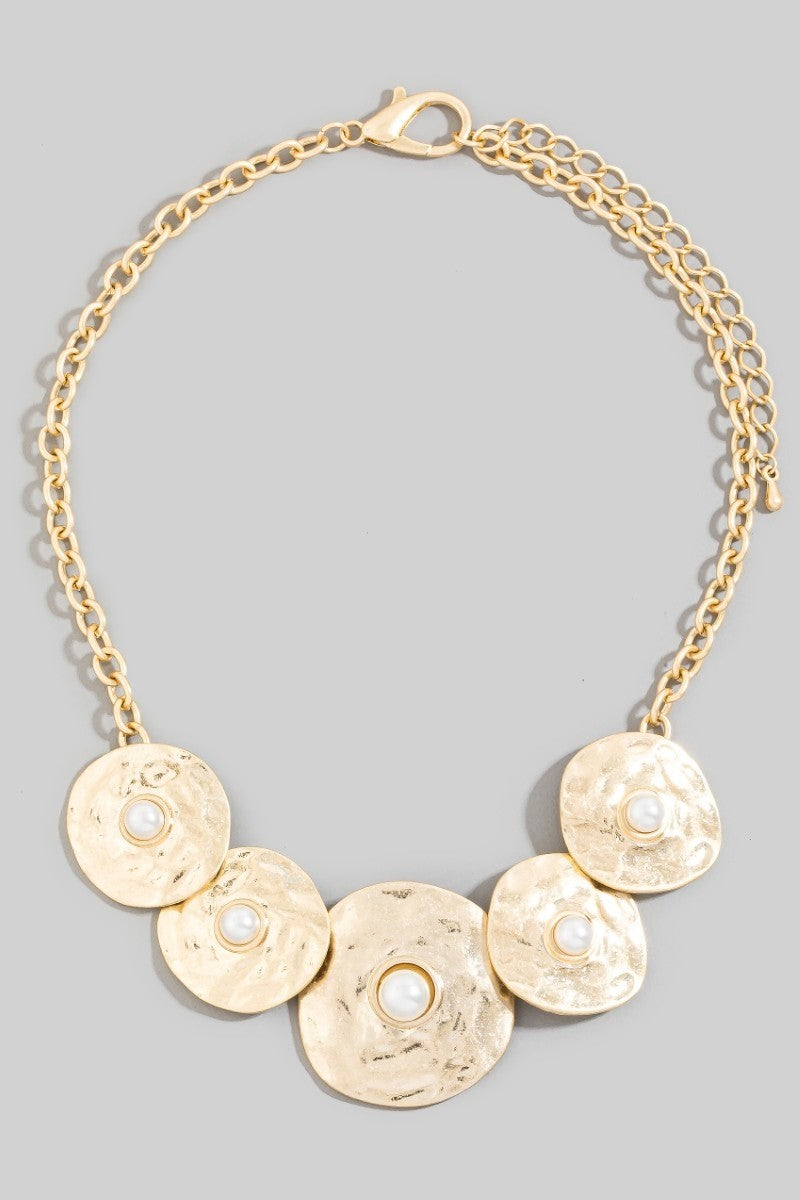 Chunky Hammered Disc Necklace