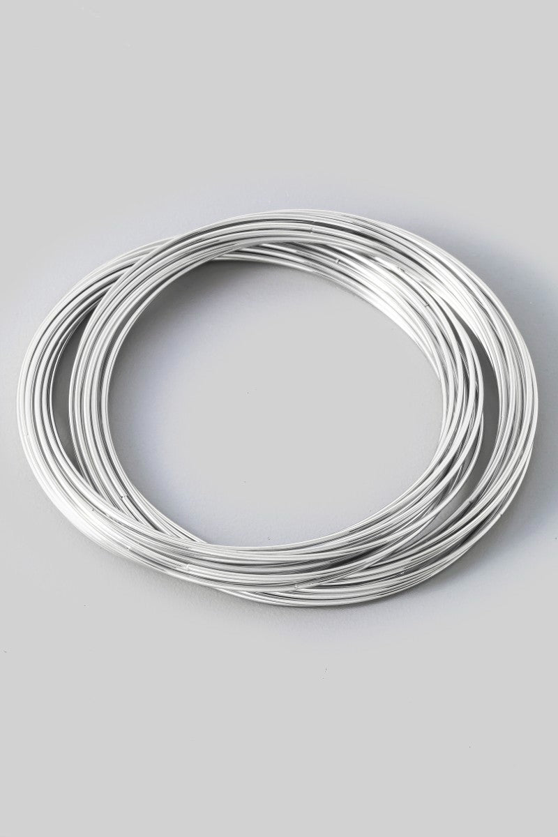 Dainty Metallic Bangle Bracelets Set - Silver