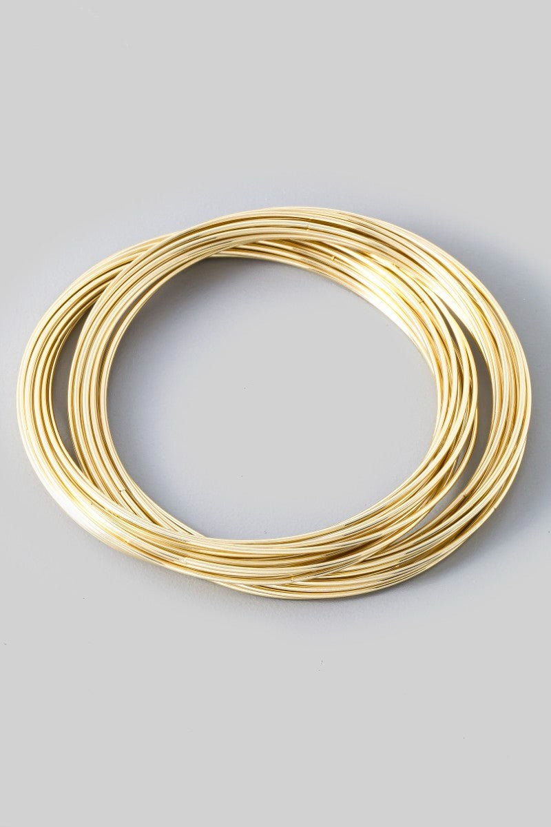 Dainty Metallic Bangle Bracelets Set - Gold