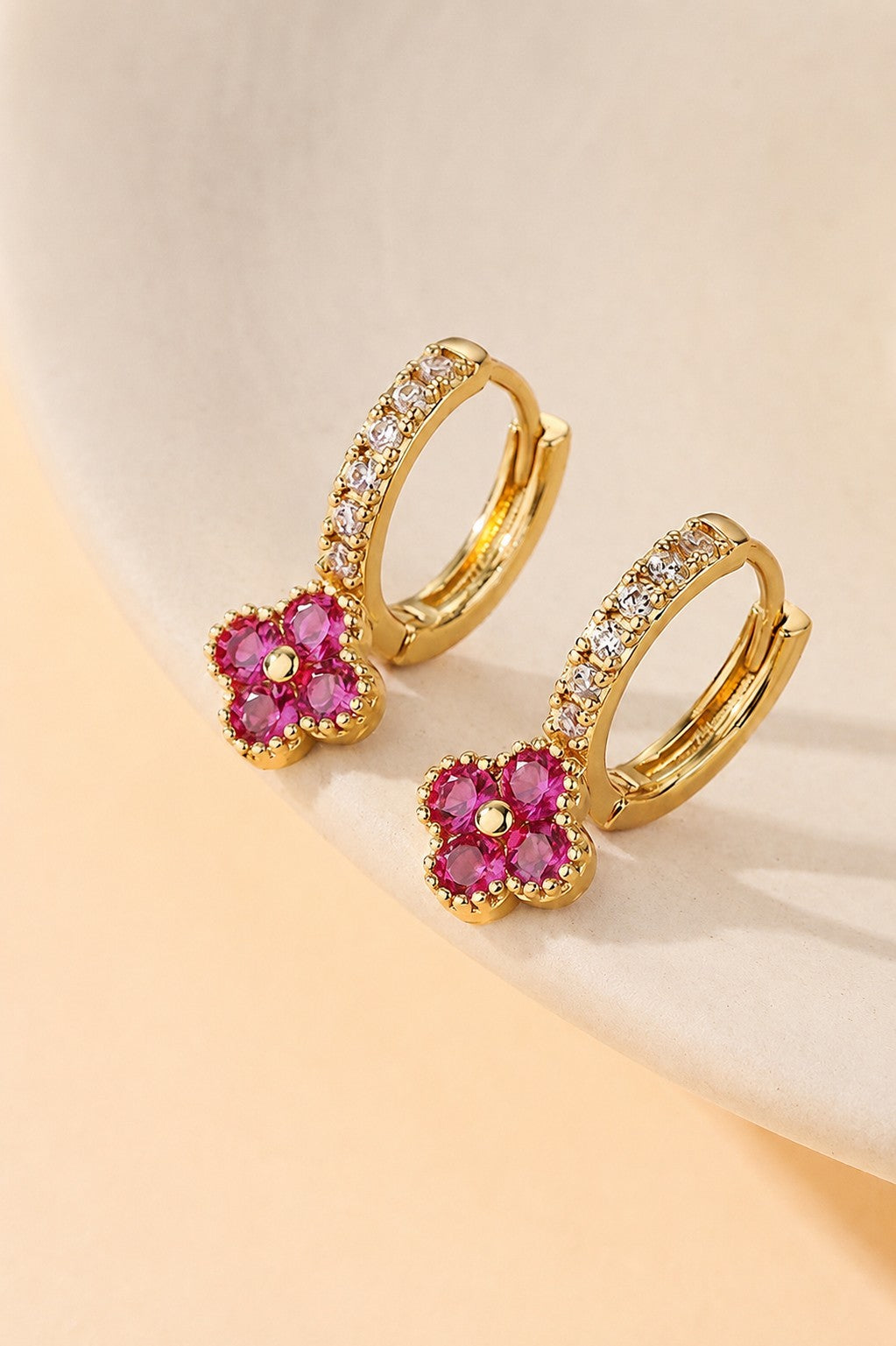 Dainty Crystal Clover Huggies