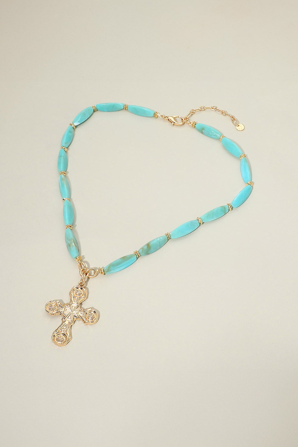 Cross Resin Beaded Necklace