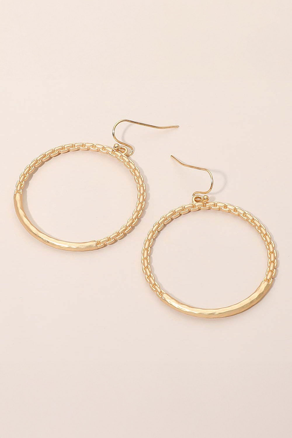 Metal Hoop Drop Earrings - Gold