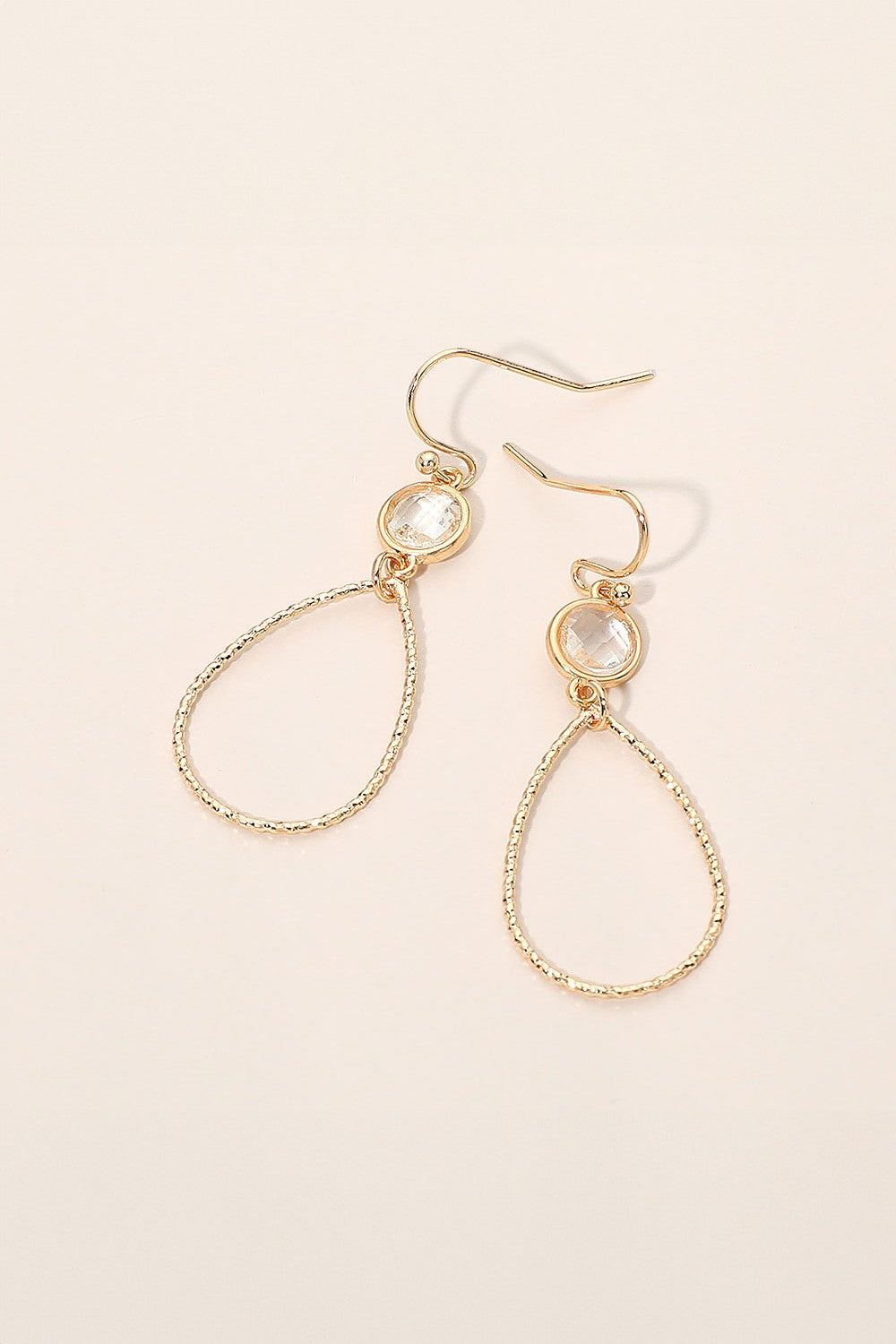 Stone Open Teardrop Earrings