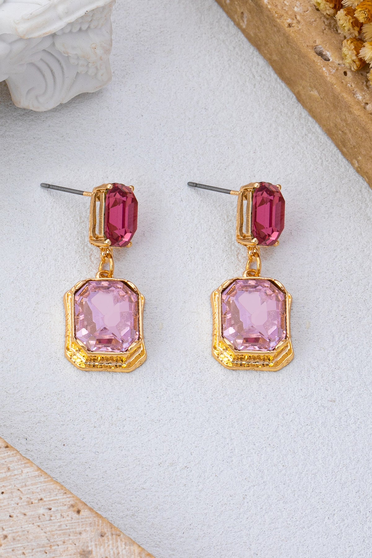 Geometric Crystal Drop Earrings