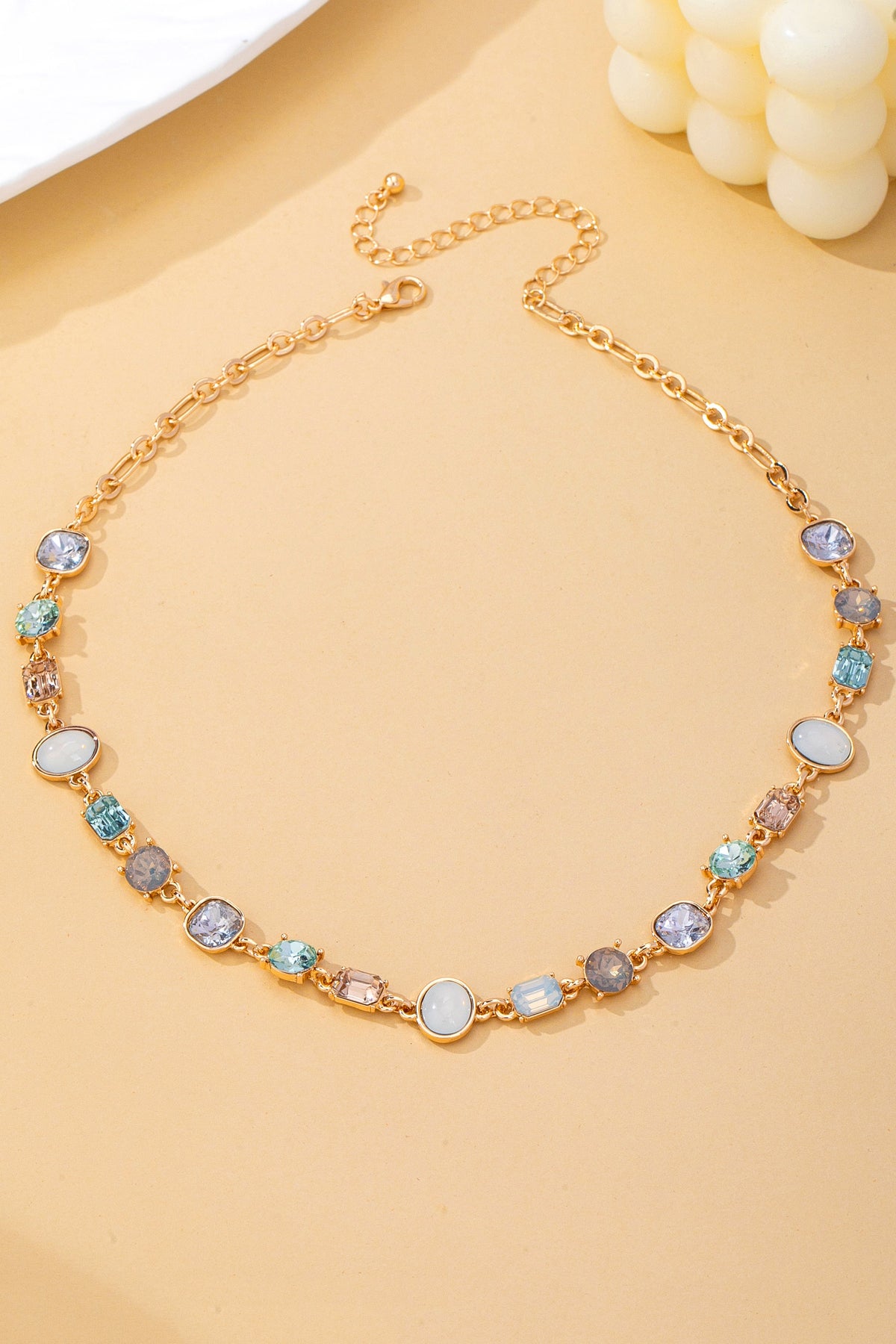 Gemstone Opal Crystal Link Necklace