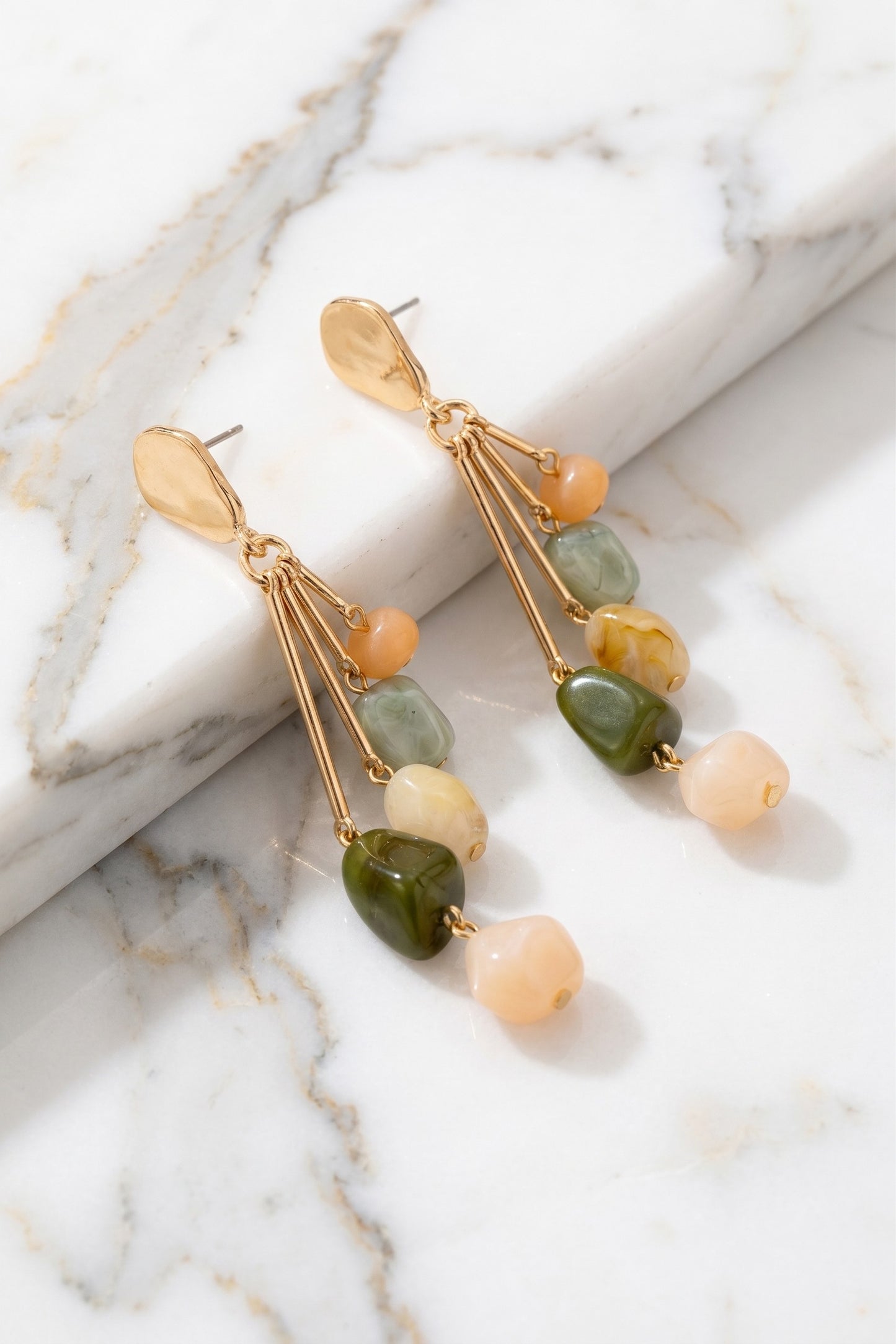 Cascade Bead Dangling Earrings
