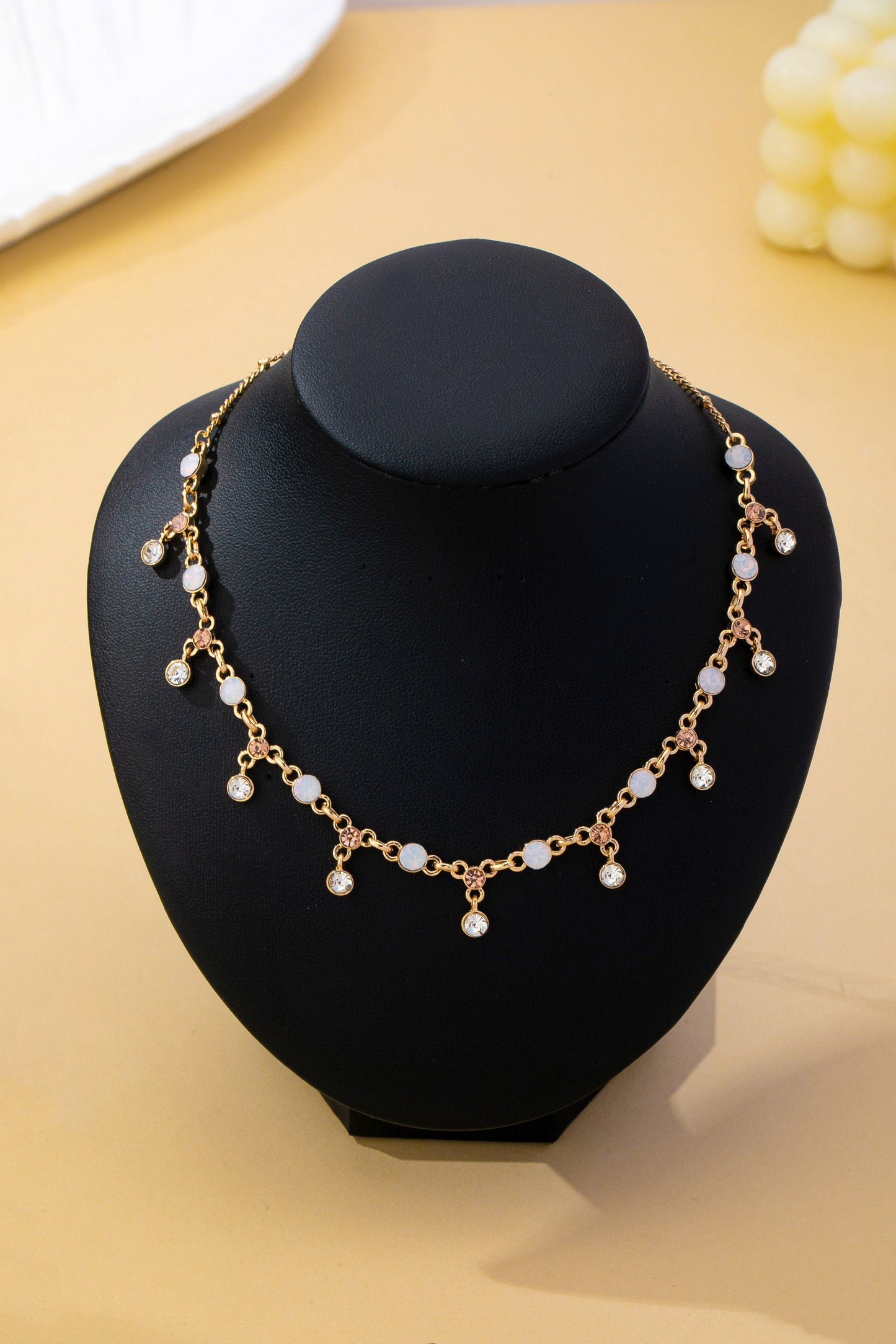 Sparkling Opal & Crystal Fringe Necklace