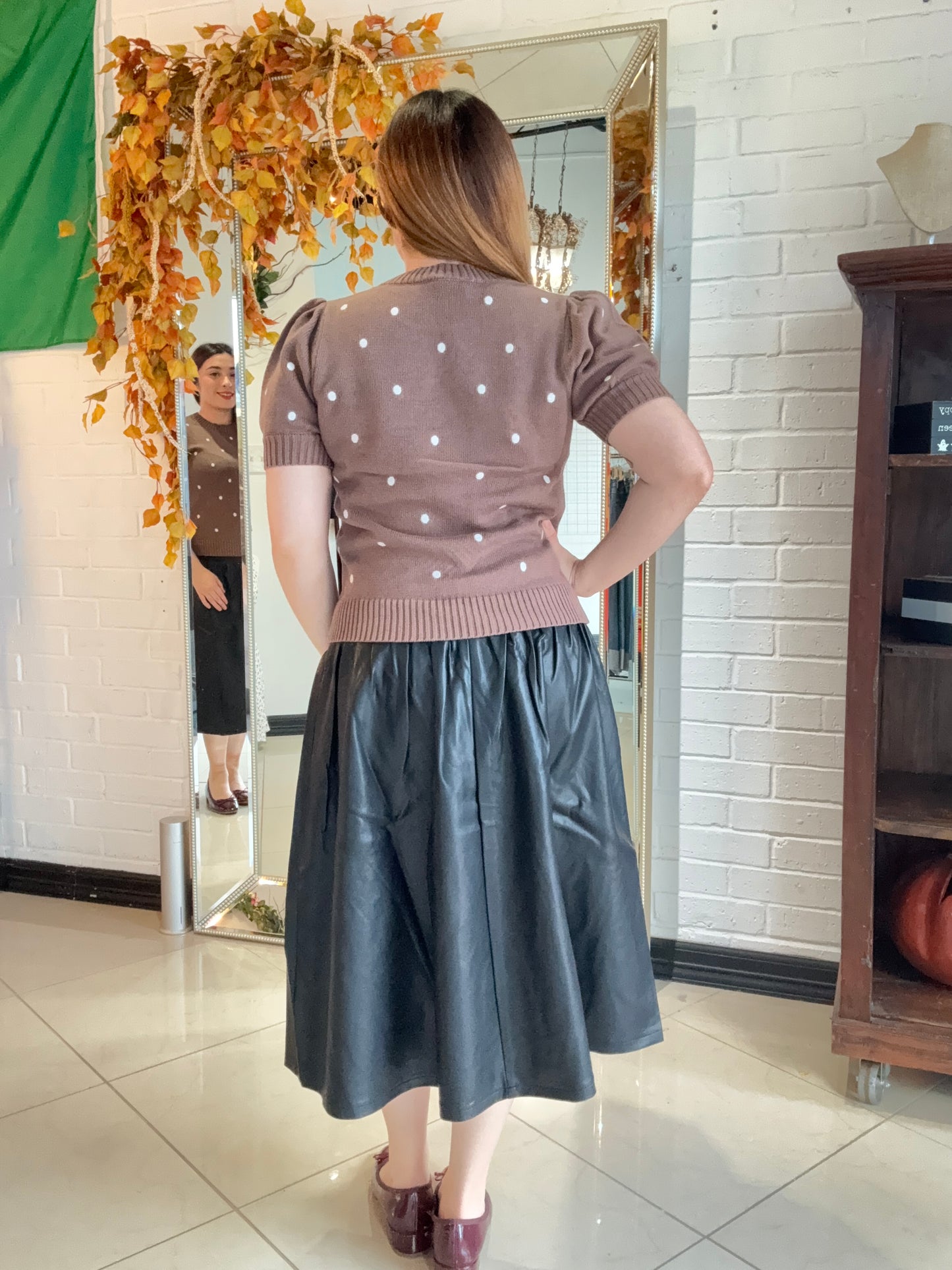 Ember Dots Sweater Top - Mocha