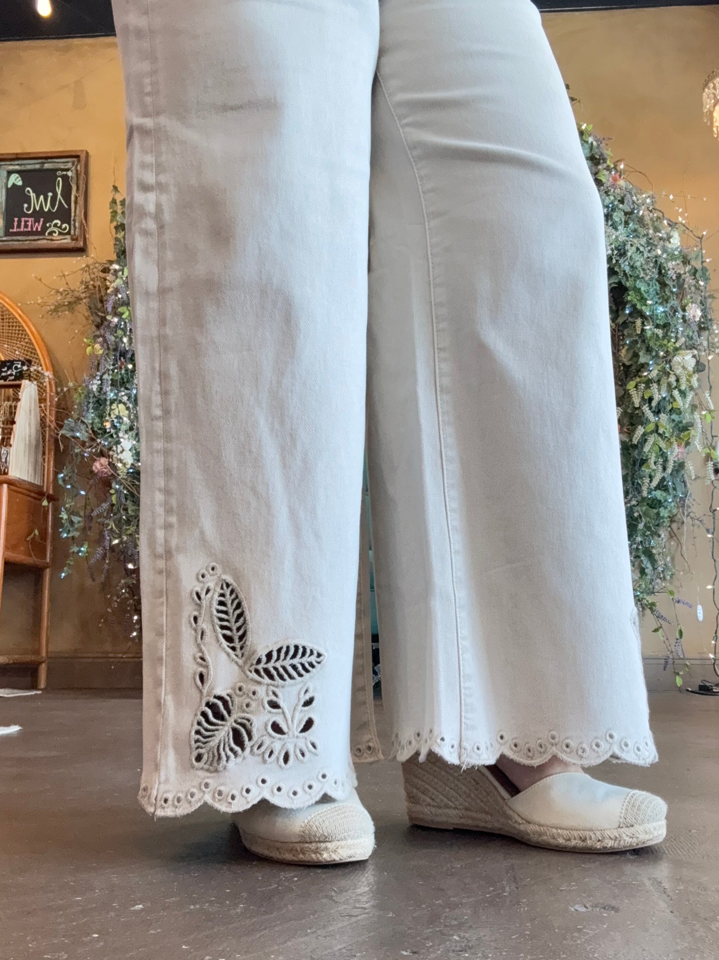 The Jasmine Eyelet Denim Pants