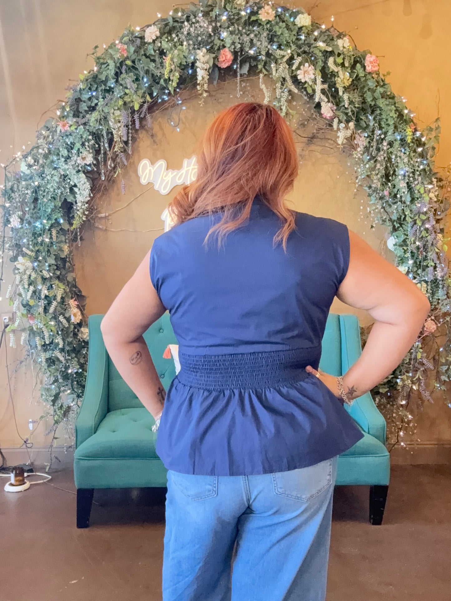 Effortless Charm Blouse - Navy