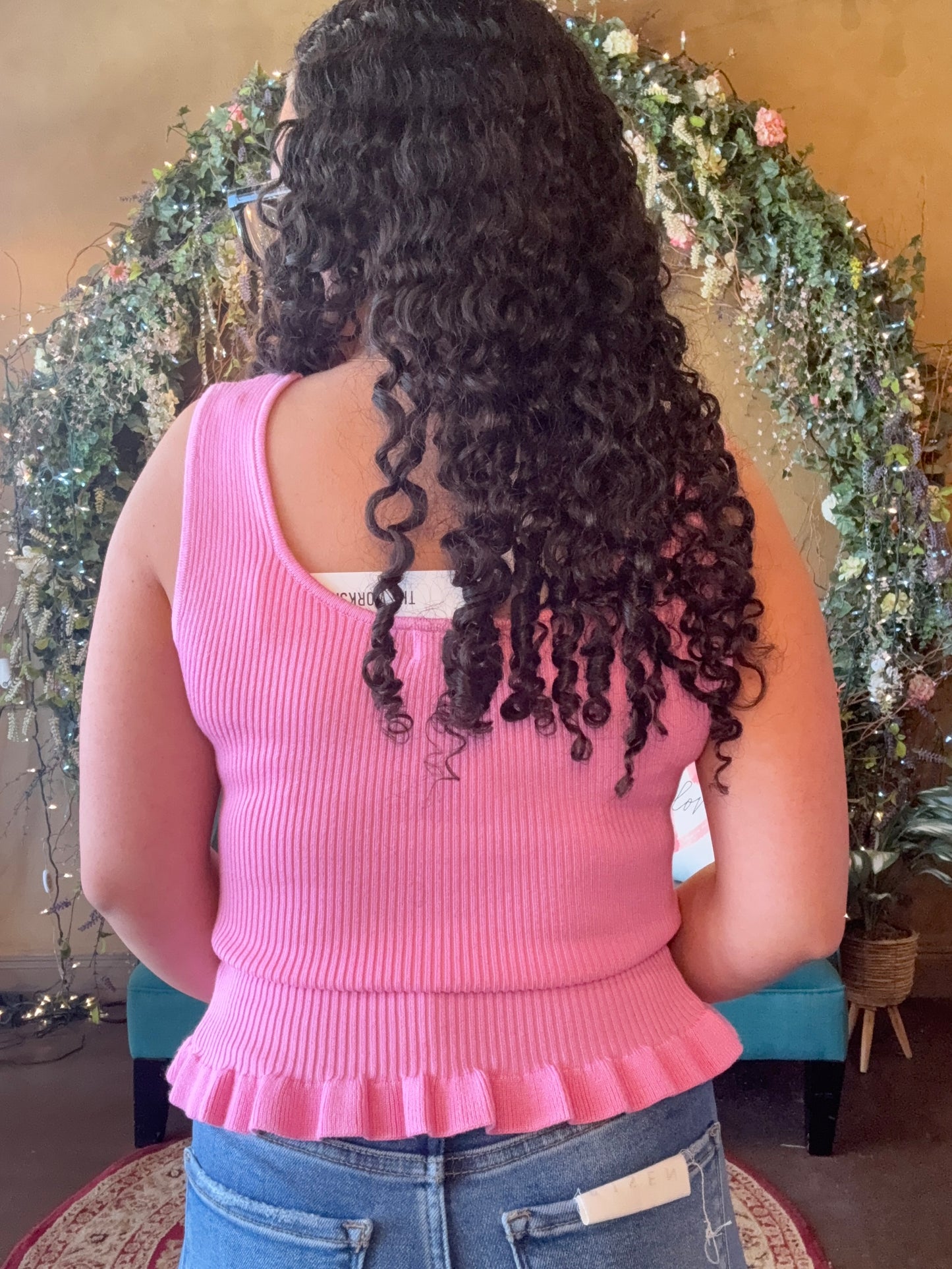 Sweet Peplum Tank - Pink