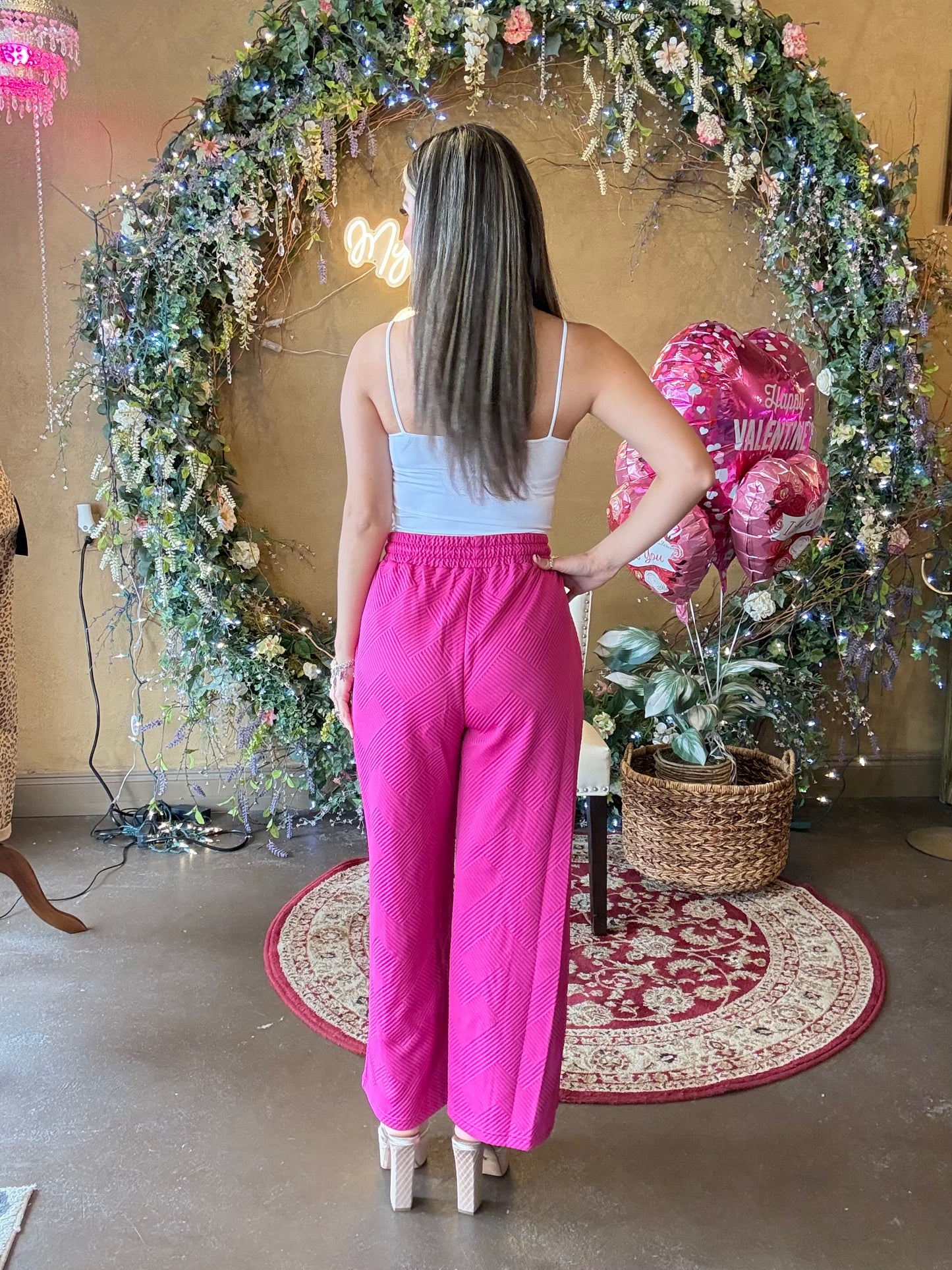 Sunday Stroll Drawstring Pants -Magenta