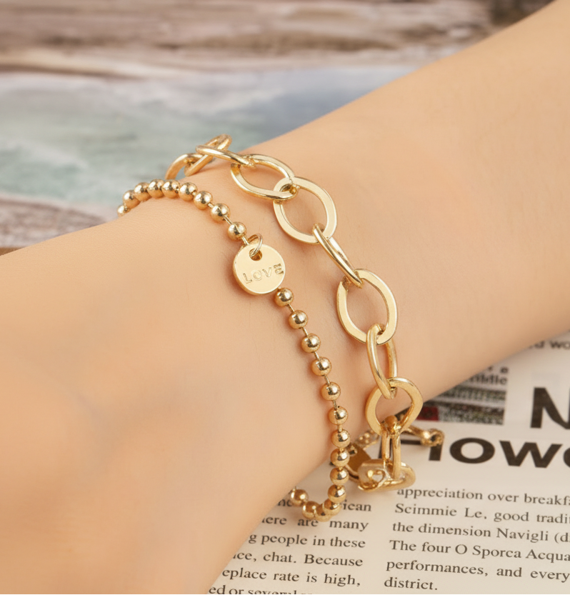Mixed Chain w/Love Pendant
