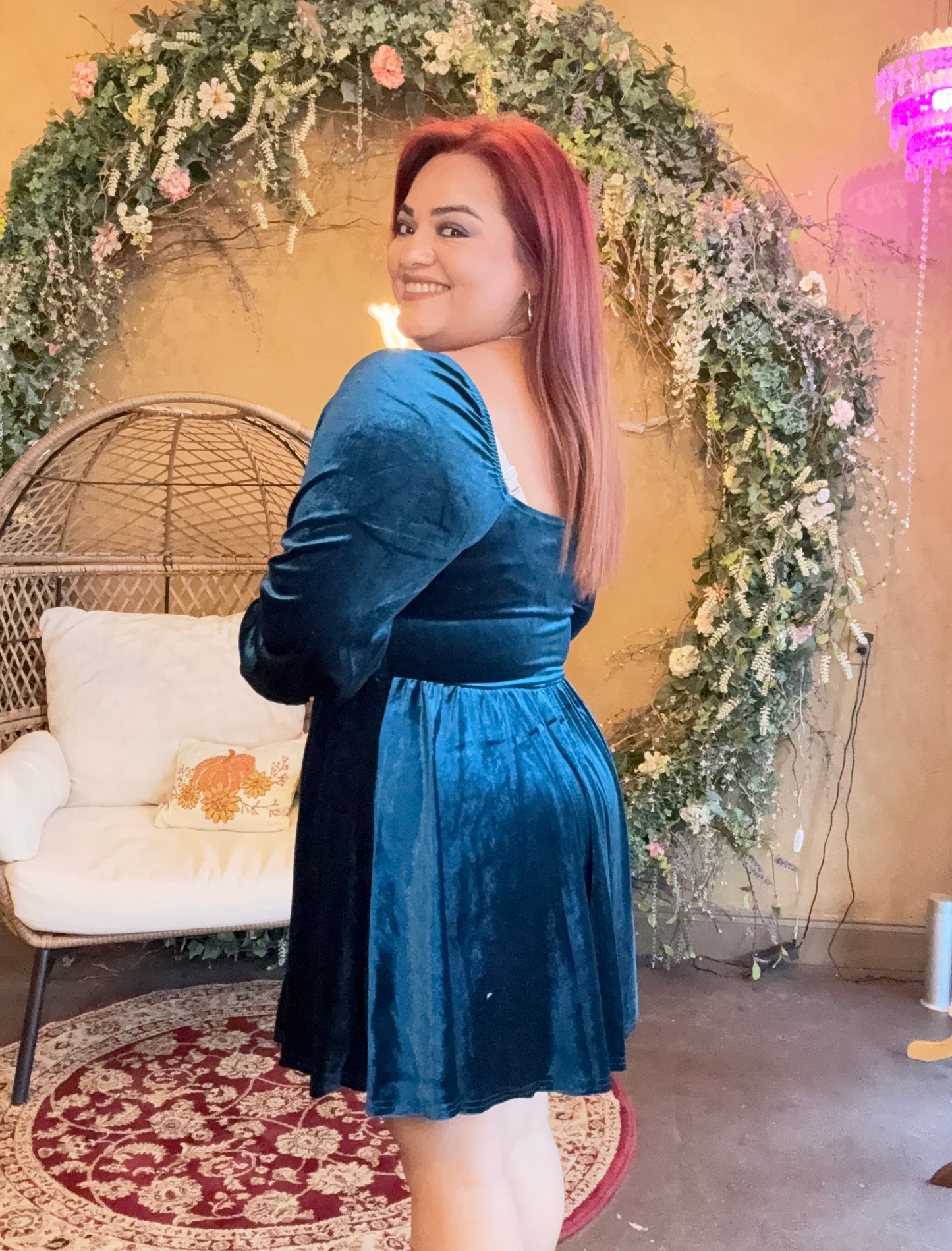 Teal Tinsel Mini Dress