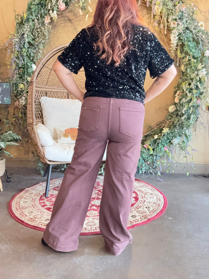 Brittney High Waisted Denim - Choco Brown