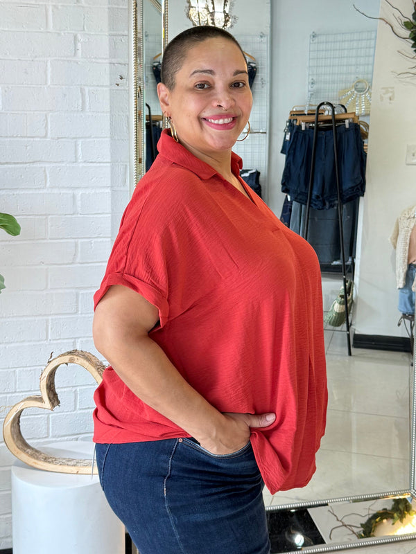 The Fall Shift Blouse - Rust
