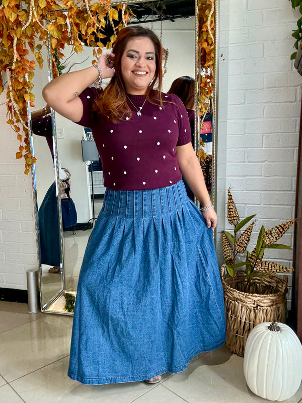 Denim Daydream Midi Skirt