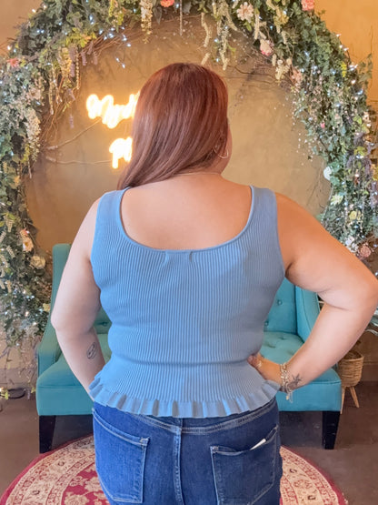 Sweet Peplum Tank - Chambray