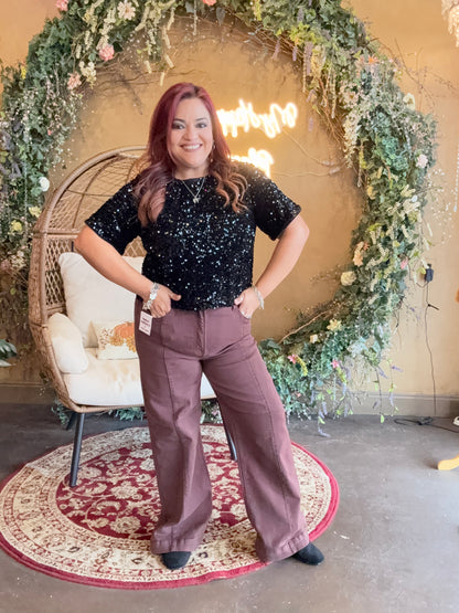 Brittney High Waisted Denim - Choco Brown