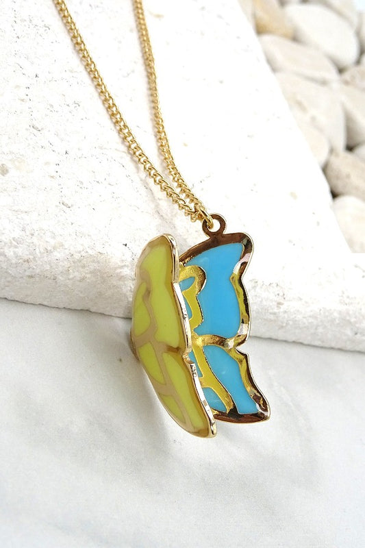 3D Butterfly Necklace - Blue