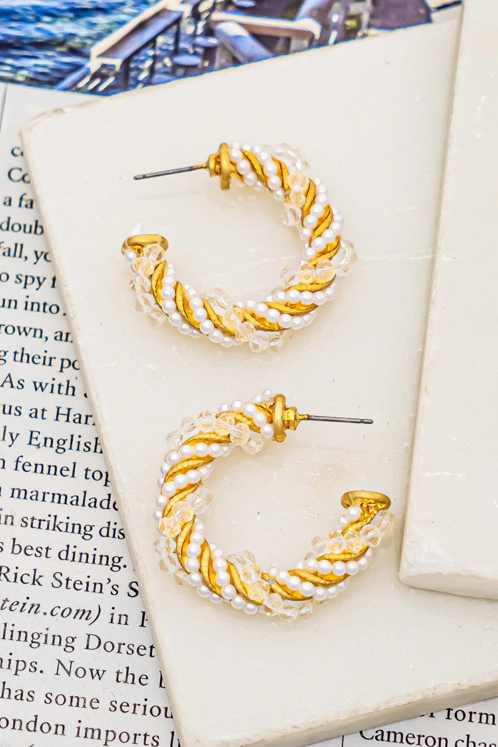 Glass Bead & Pearls Earrings
