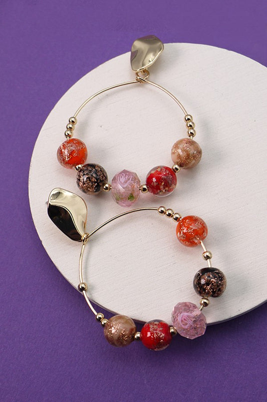 Glass Bead Circle Drop Earrings