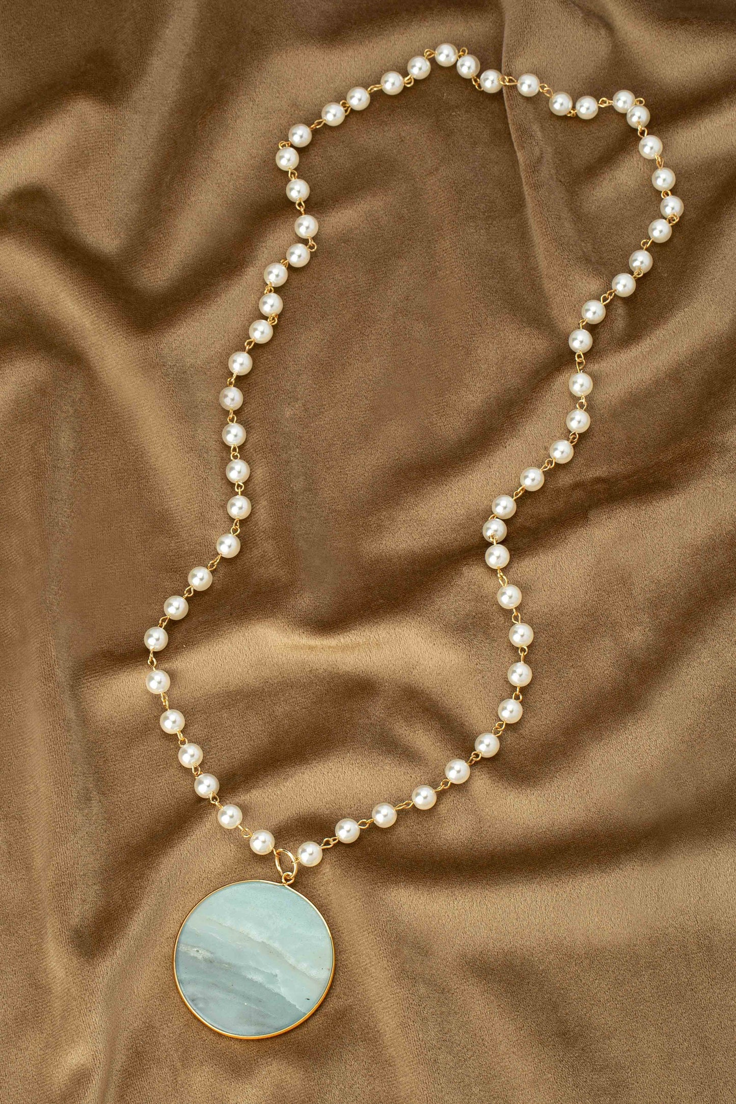 Natural Stone Pendant Necklace - Amazonite