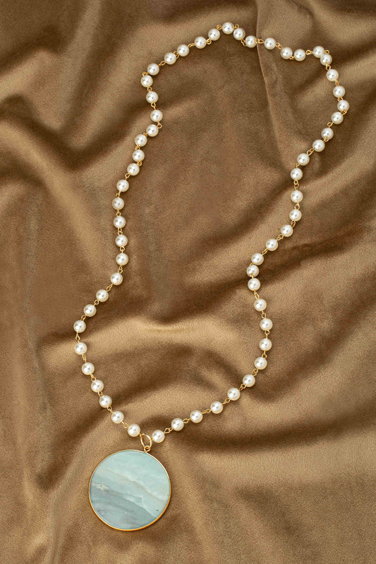 Natural Stone Pendant Necklace - Amazonite