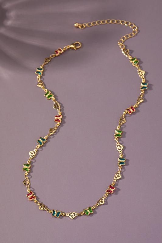 Multi-Color Butterfly Necklace