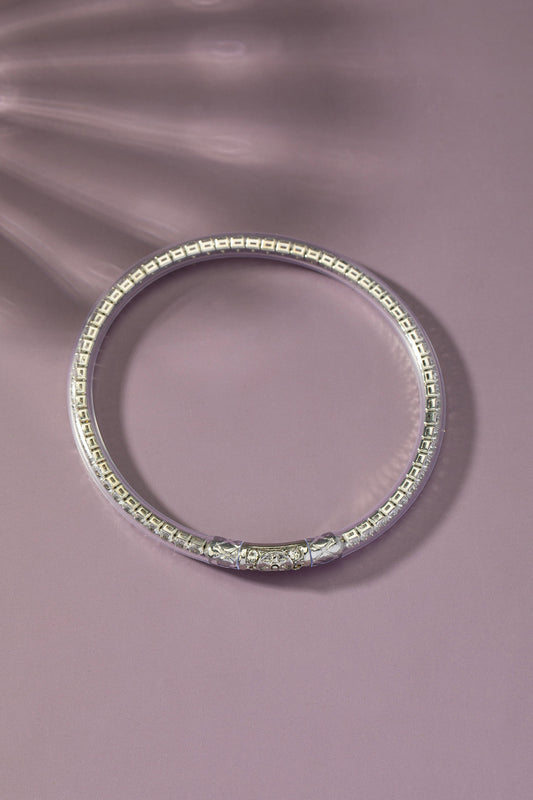 Rhinestone Gel Tube Bracelet - Silver