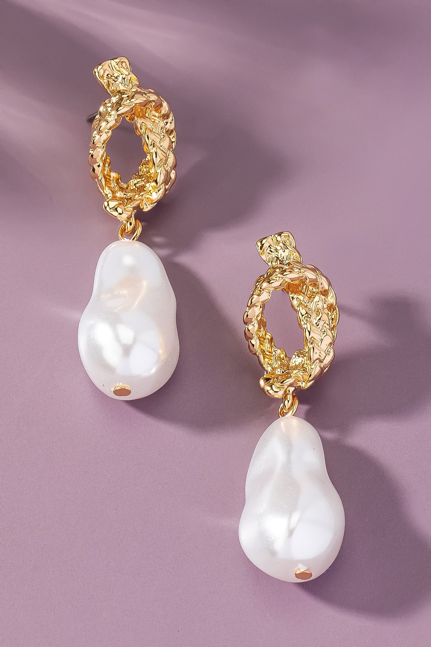 Braided Knot With Pearl Earrings