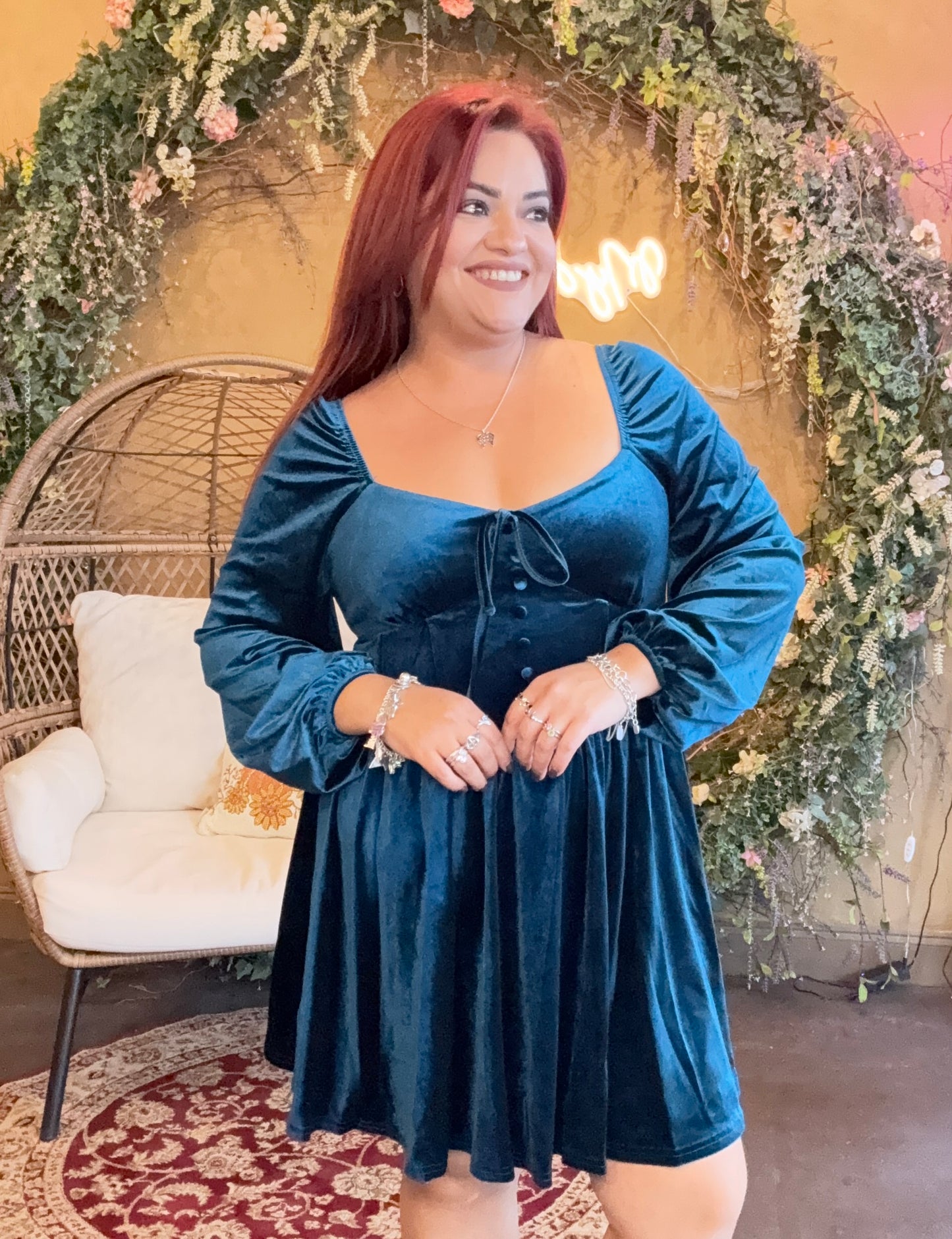 Teal Tinsel Mini Dress