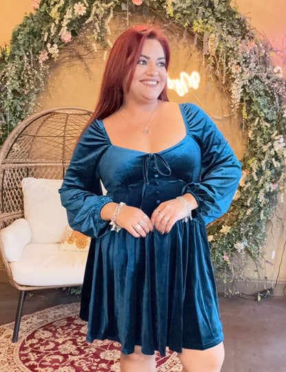Teal Tinsel Mini Dress
