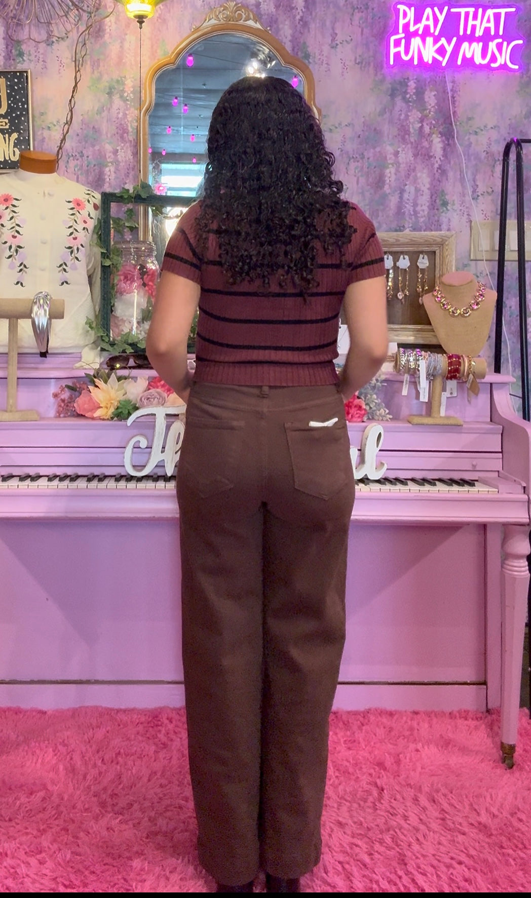 Brittney High Waisted Denim - Choco Brown