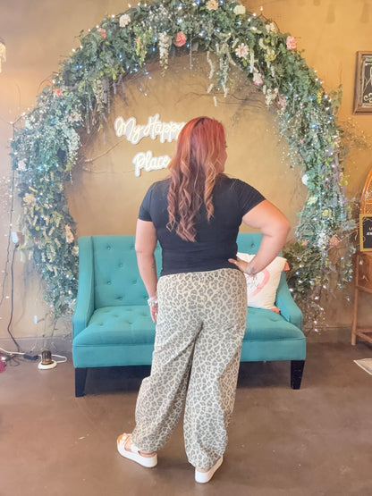 Leopard Stroll Barrel Pants